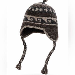 Fleece Lined  Wool Sherpa Hat With Earflaps S/M